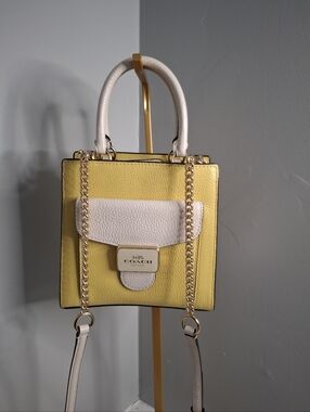 Coach Mini Crossbody In Colorblock Retro Yellow/ Chalk EUC